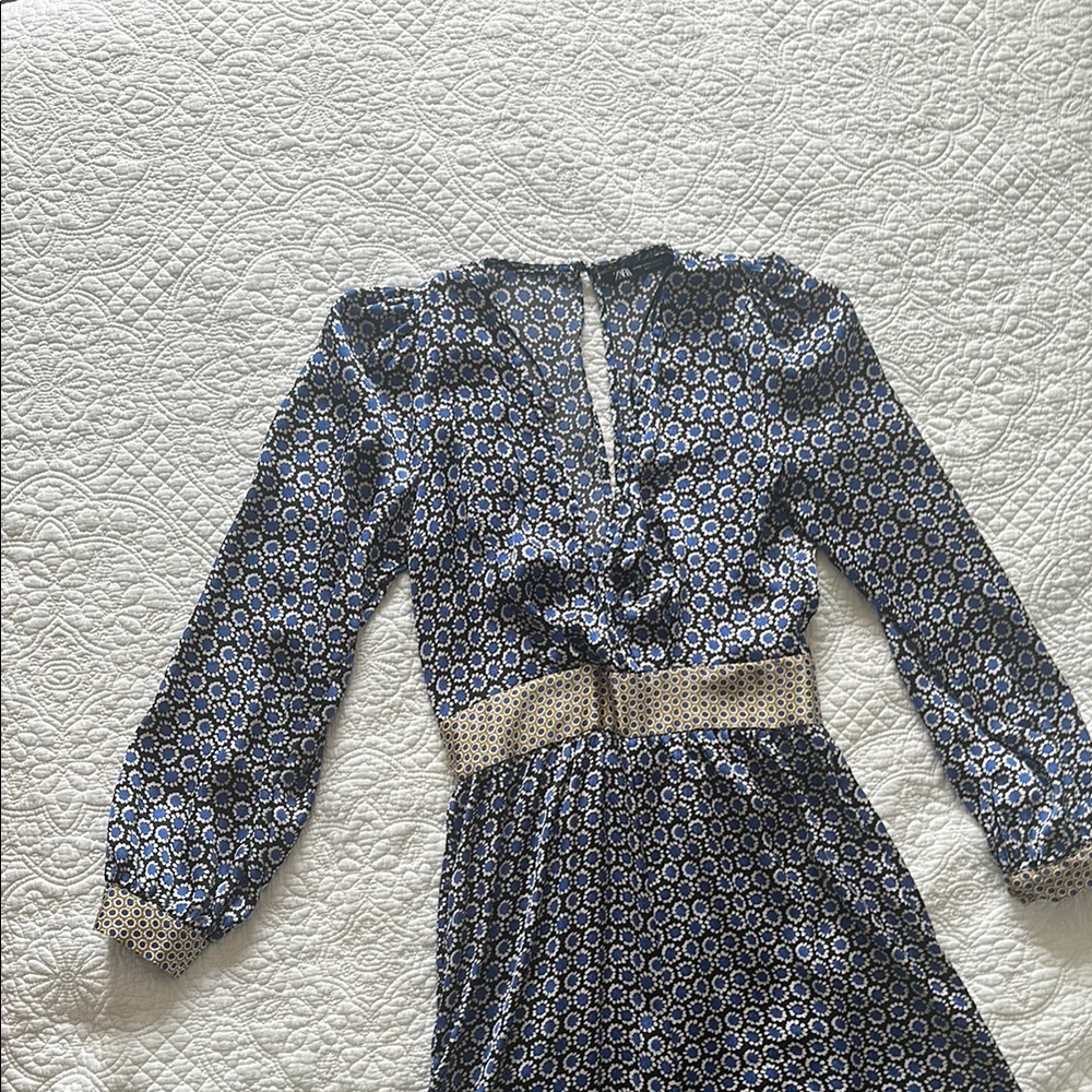 Elegant Blue Patterned Dress